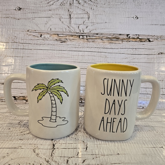 Rae Dunn Beach Mug Set (2pc) "Sunny Days Ahead & Miami" - Picture 1 of 2